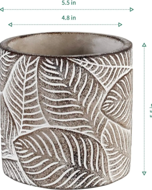 Vintage Leaf Cement Pot