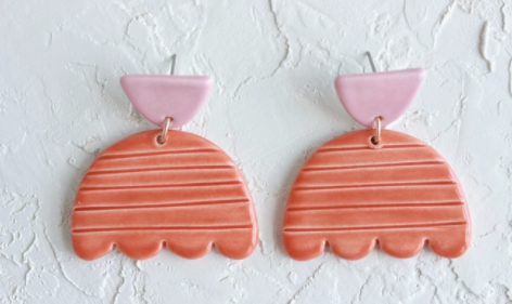 Lined Tulip Ceramic Statement Earrings