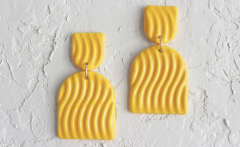 Wavy Double Arch Ceramic Statement Earrings