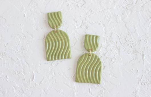 Wavy Double Arch Ceramic Statement Earrings