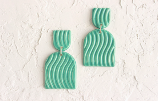 Wavy Double Arch Ceramic Statement Earrings
