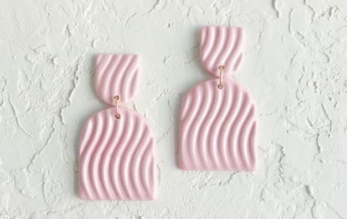 Wavy Double Arch Ceramic Statement Earrings