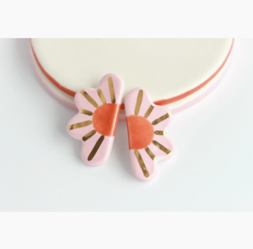 Half Flower Oversized Ceramic Stud Earrings
