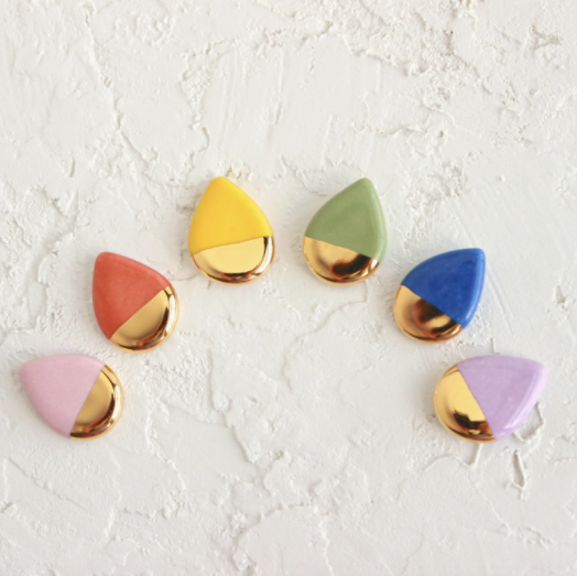 Teardrop Ceramic Stud Earrings