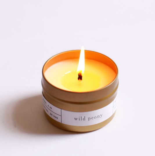 Wild Peony Tin Travel Candle