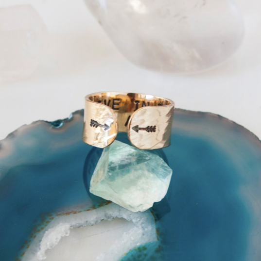 Live in the Here and Now Gold Cuff Ring