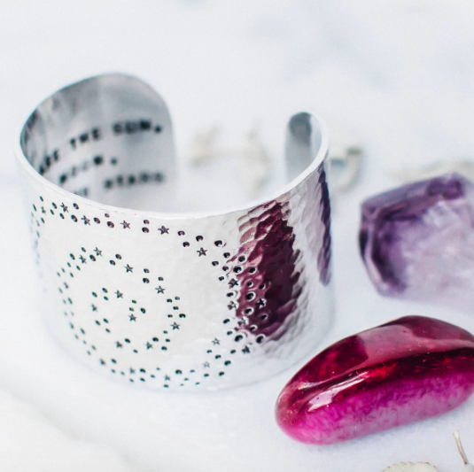 You are the sun, the moon, & all of the stars // Large Aluminum Cuff