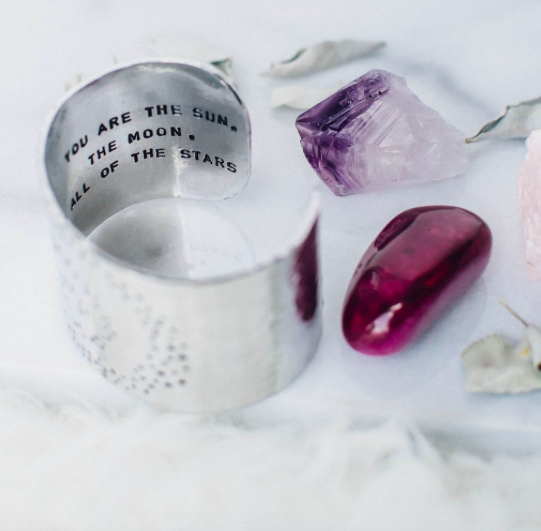 You are the sun, the moon, & all of the stars // Large Aluminum Cuff