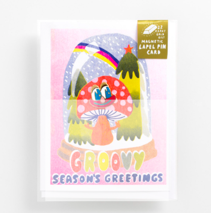 Groovy Season's Greetings - Lapel Pin Card