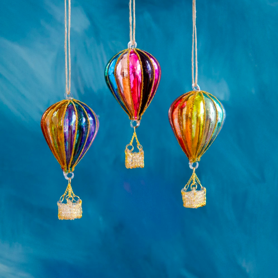Rainbow Hot Air Balloon Ornament Assorted