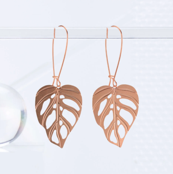 Monstera Adansonii Leaf Earrings