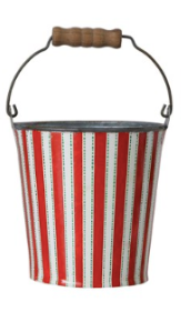 Metal Bucket w/ Pattern & Wood Handle, 4 Styles