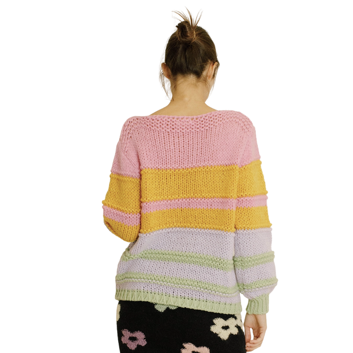 Color Block Striped Knit Sweater