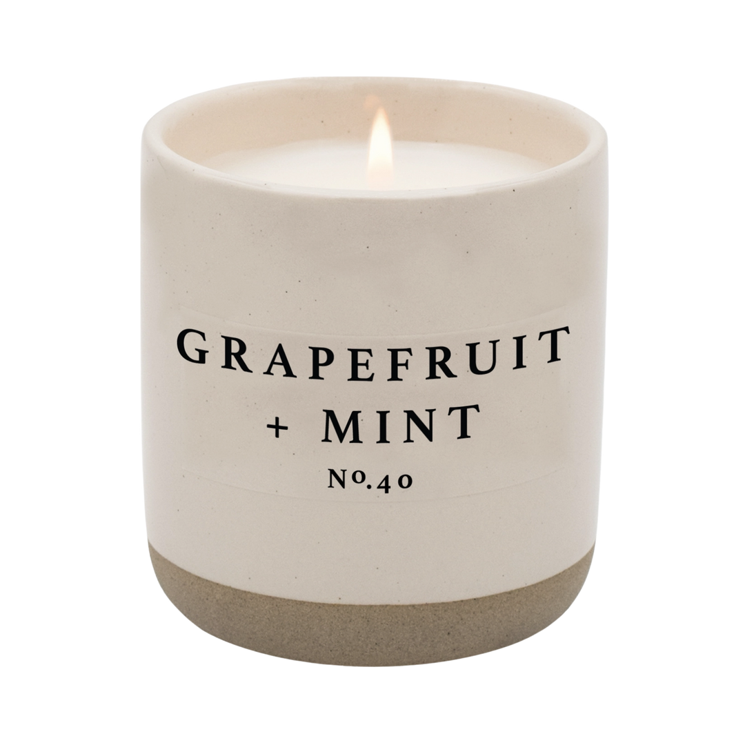 Grapefruit + Mint Soy Candle | Stoneware Candle Jar