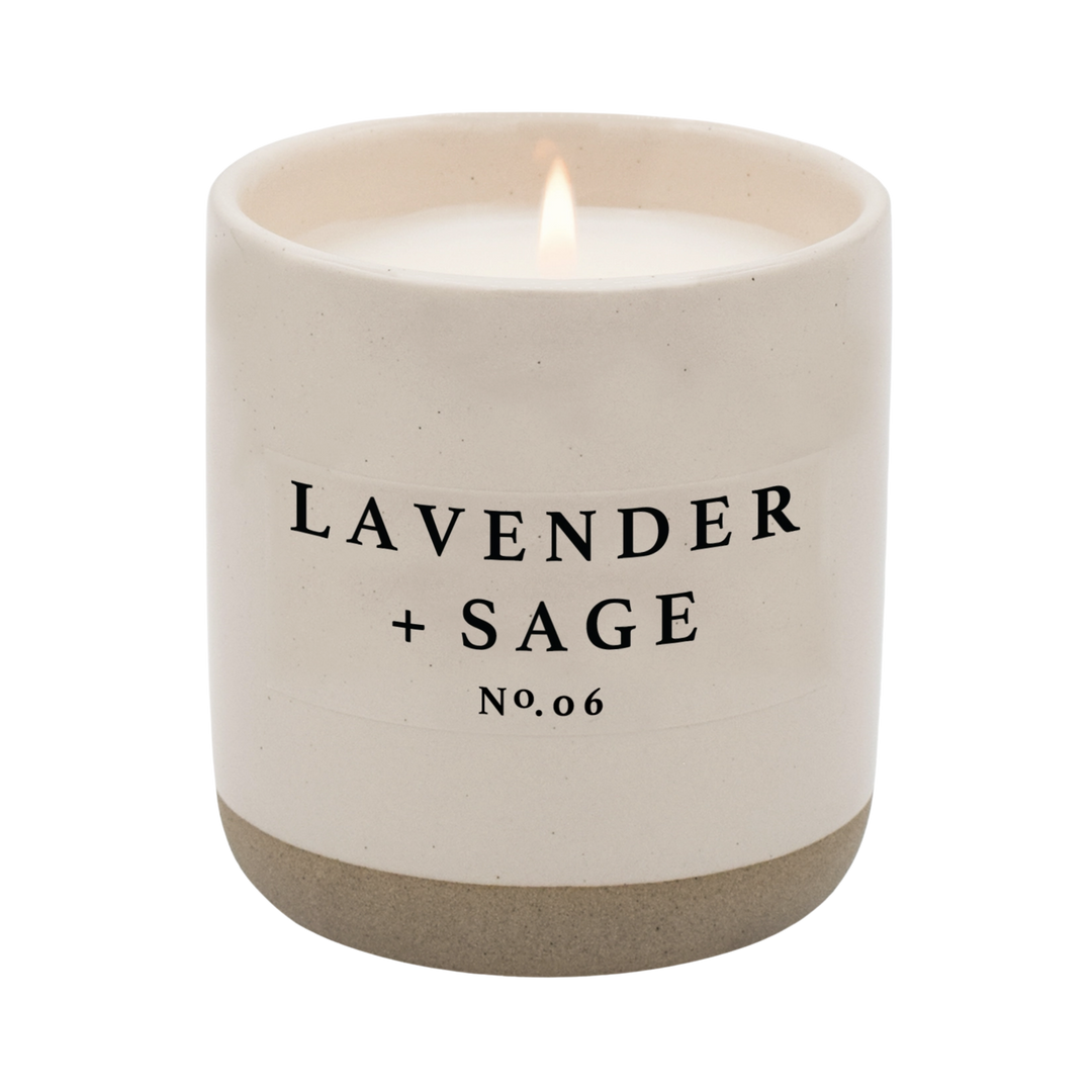 Lavender + Sage Soy Candle | Stoneware Candle Jar