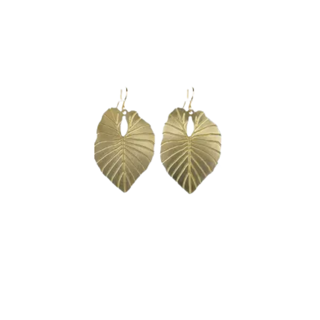 Alocasia Leaf Earrings - Short Wires
