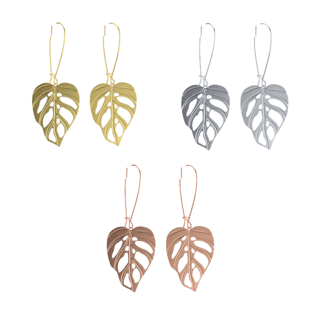 Monstera Adansonii Leaf Earrings