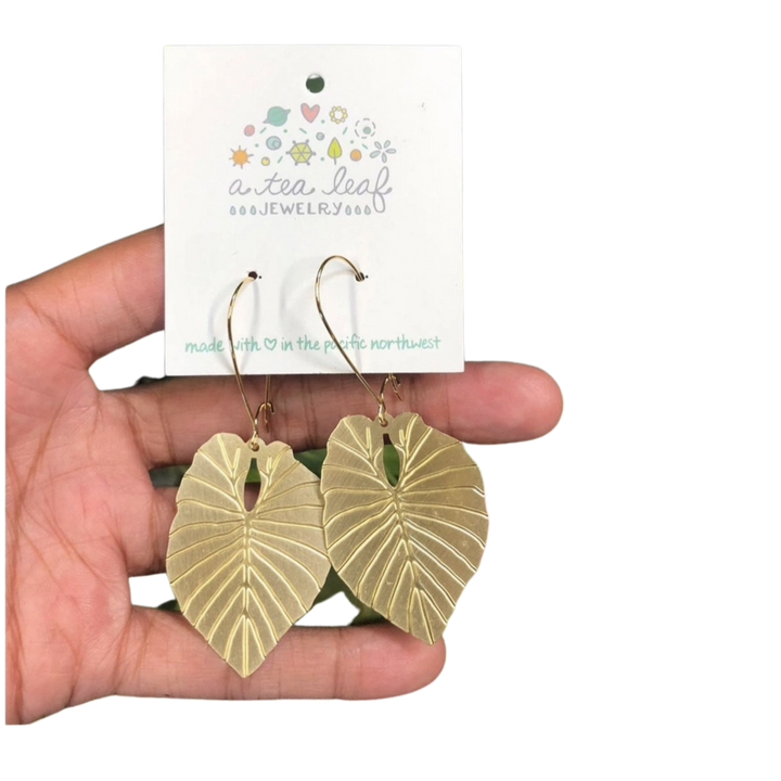 Alocasia Leaf Earrings - Long Wires