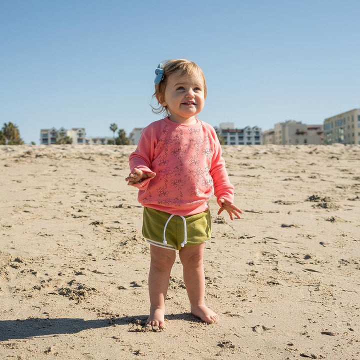 Palm Leaf and Coastal Stripe  Beach Shorties