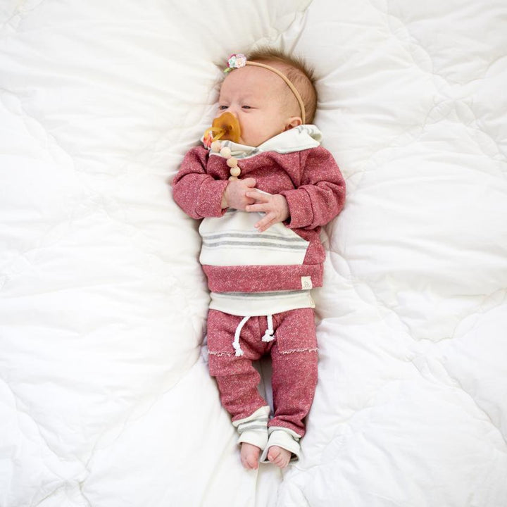 Mauve and Stone Stripe Hoodie Kids / Baby