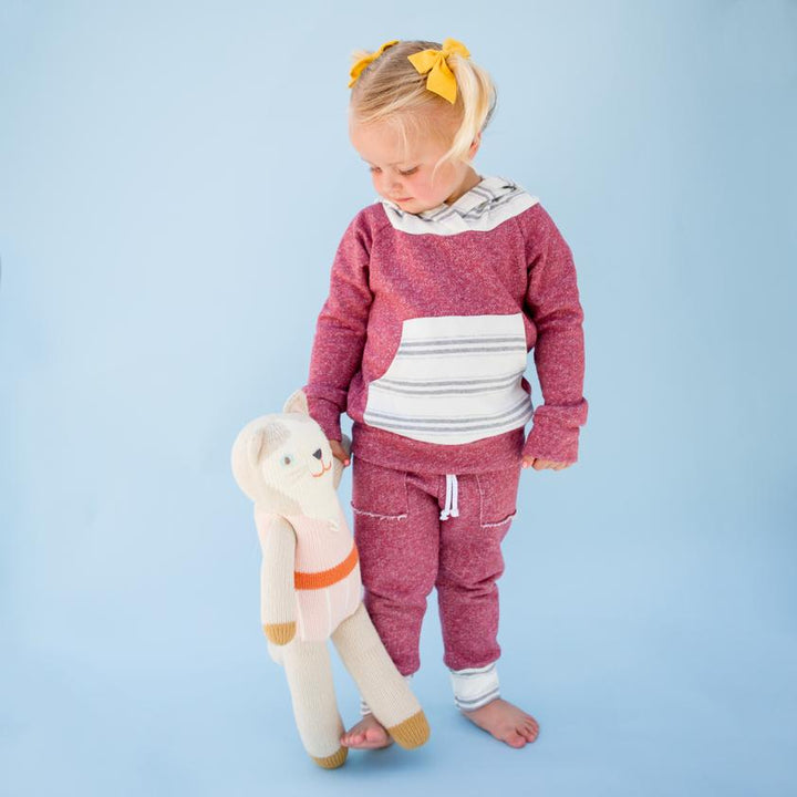 Mauve and Stone Stripe Hoodie Kids / Baby