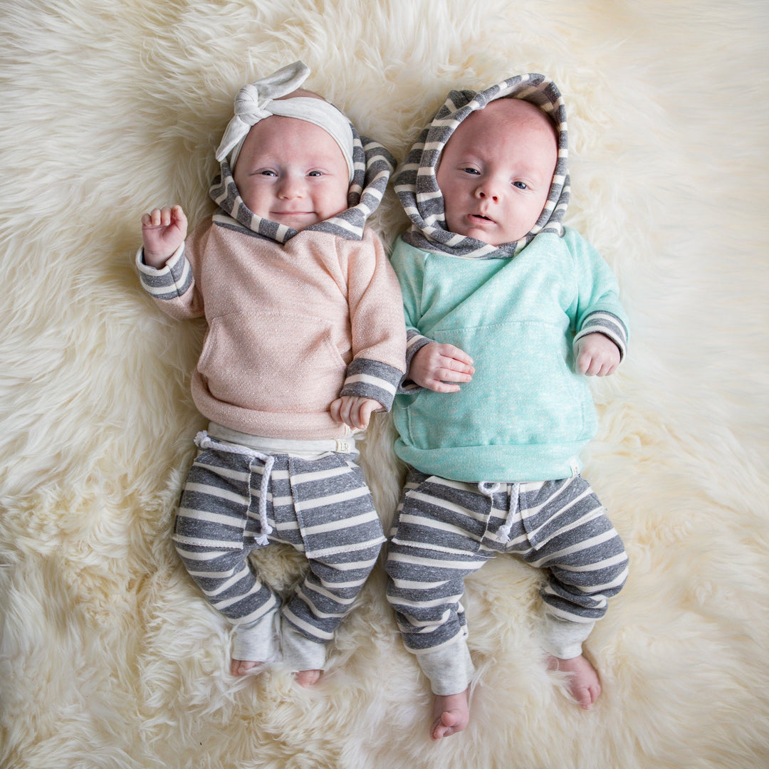 Chunky Grey Stripe Baby Sweatpants