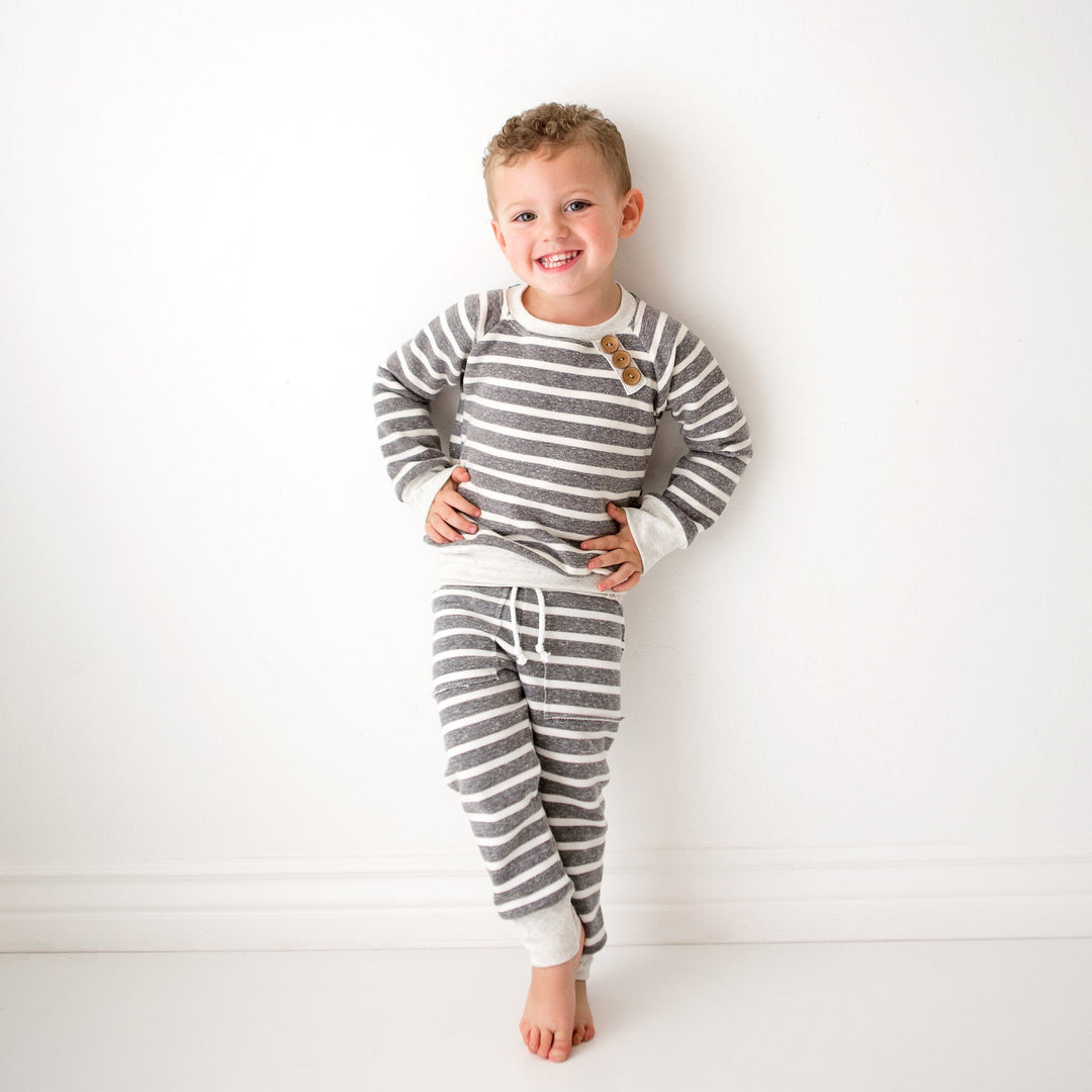 Chunky Grey Stripe Baby Sweatpants