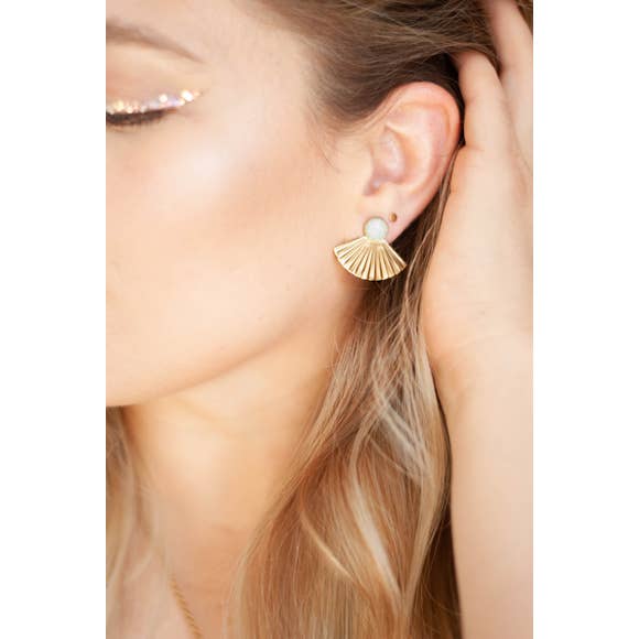 Opal Studs with Pleat Jackets