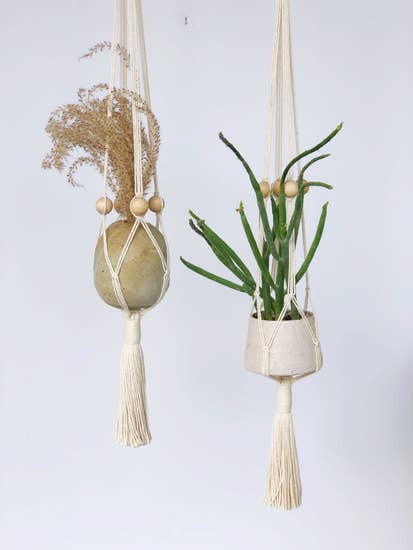 Plant Hanger - Wooden Beaded