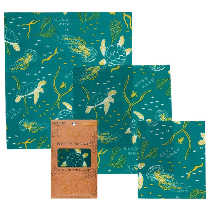 Set of 3 Assorted Wraps in Oceans Print Bee's Wrap