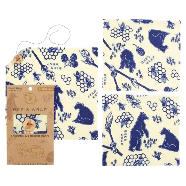 Lunch Pack In Bees + Bears Print Bee's Wrap