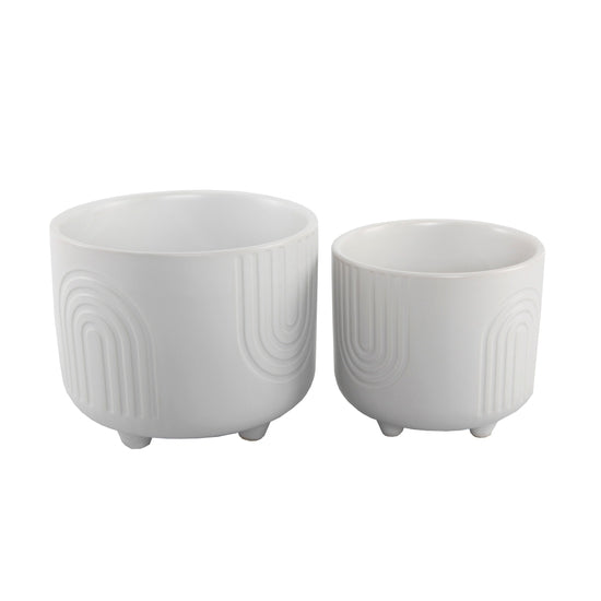 White Rainbow Ceramic Footed Planter