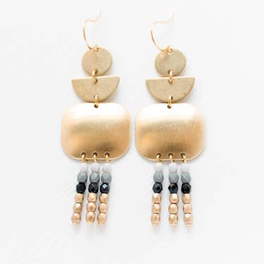 Long Geometric Fringe Earrings