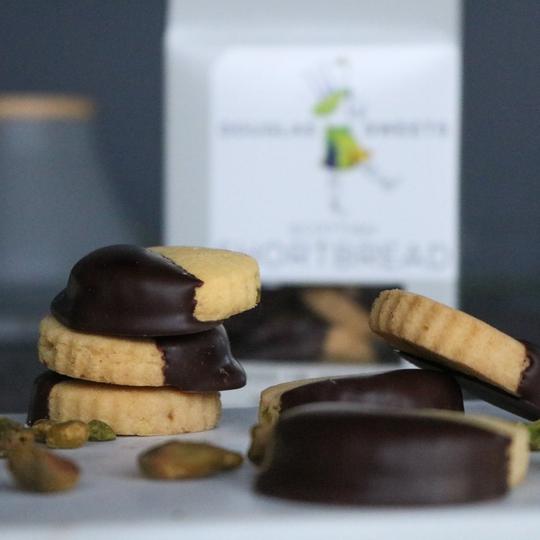 Pistachio Lavender Shortbread with Dark Chocolate