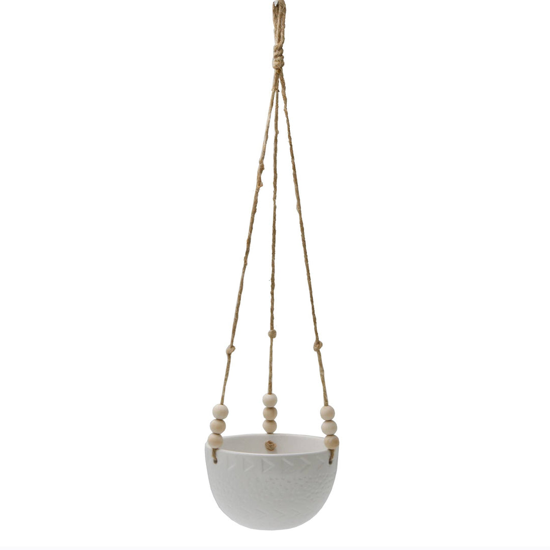 5.375" Ceramic Hanging Planter  Matte White