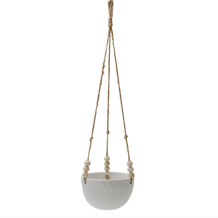 5.375" Ceramic Hanging Planter  Matte White