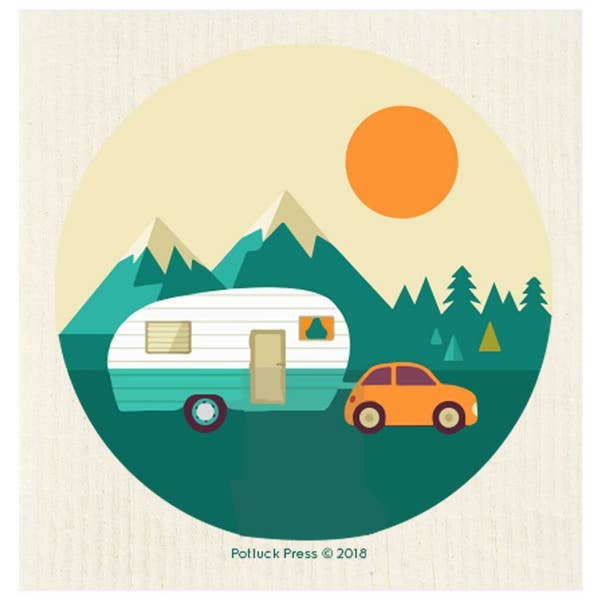 Camper Mountains Swedish Dishcloth