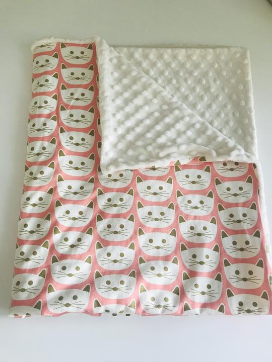 Organic Cotton Jersey + Minky Baby Blanket - Cats