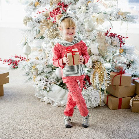 Red With Gray Stripes Kids Sweats