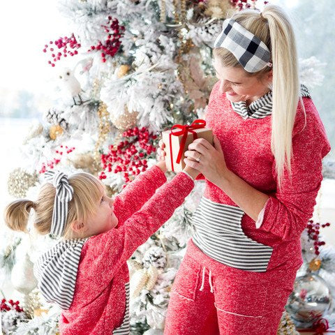 Red With Gray Stripes Kids Sweats