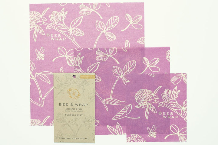 Set of 3 Assorted Wraps, in Clover Print Bee's Wrap
