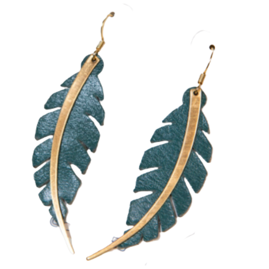 Feather and Brass Earrings