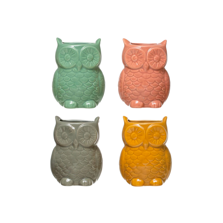 Stoneware Owl Vase with Magnet