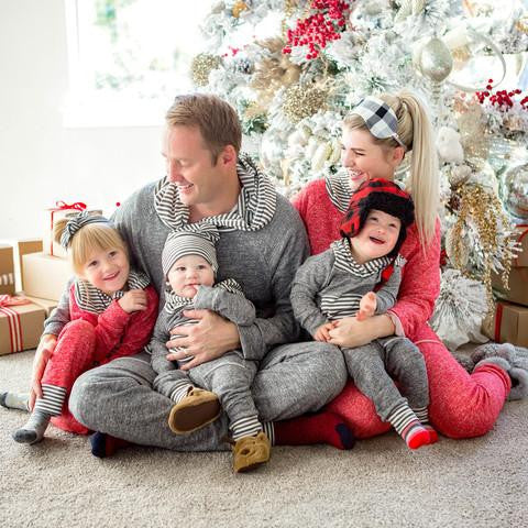Red With Gray Stripes Kids Sweats