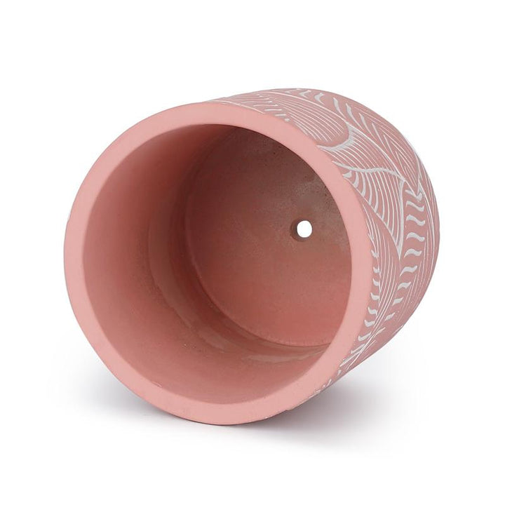 Pink Vintage Leaf Cement Pot