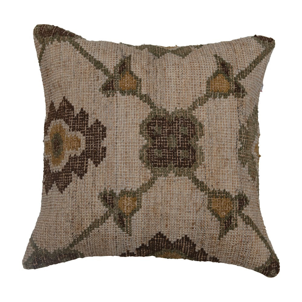 Woven Jute, Wool & Cotton Kilim Pillow