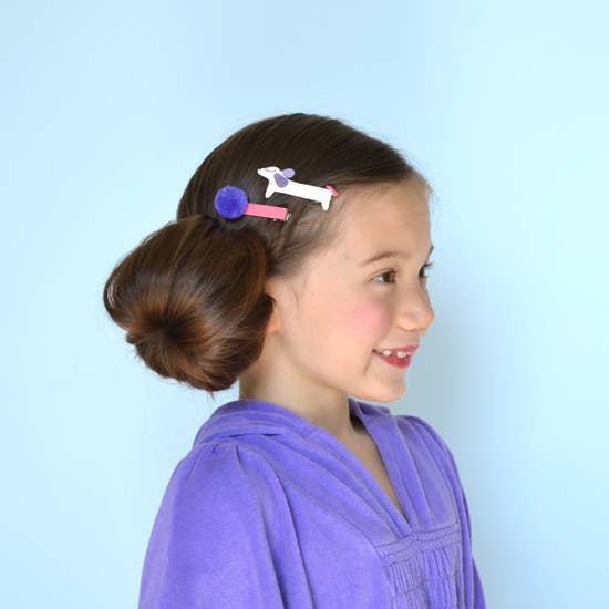 Puppy and Pom Pom Hair Clips