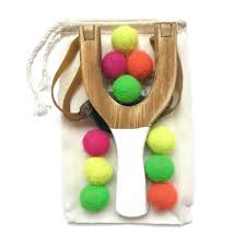 Wooden Slingshot with Matching Felt Balls
