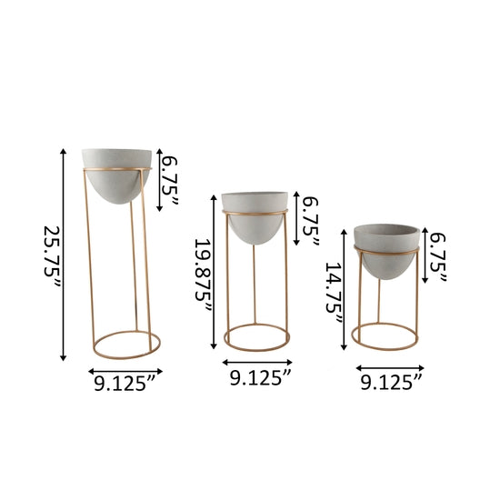 Matte White Ceramic Pot with Gold Stand