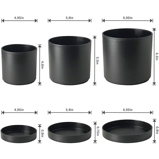 Black Plastic Pot with Saucer